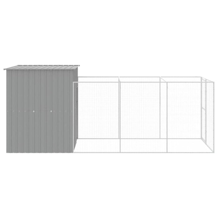 Dog House With Run Light Grey 165x455x181 Cm Galvanised