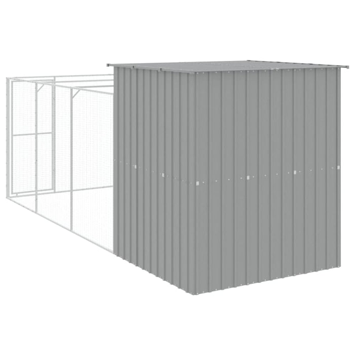 Dog House With Run Light Grey 165x455x181 Cm Galvanised