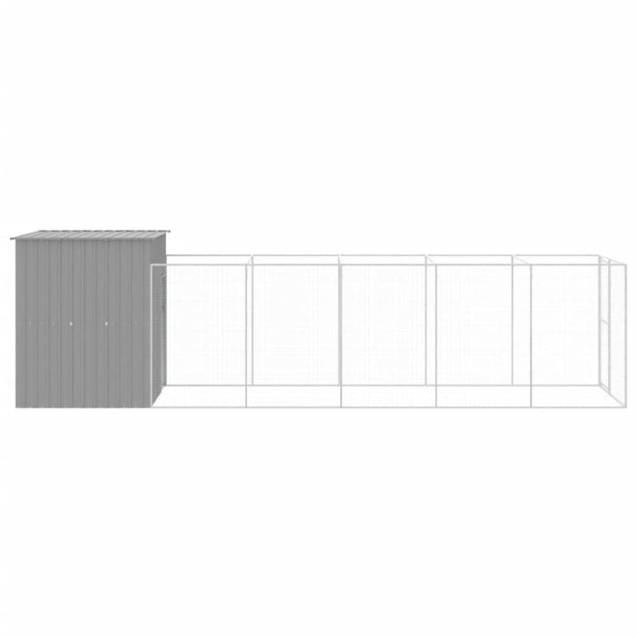 Dog House With Run Light Grey 165x659x181 Cm Galvanised