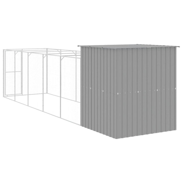 Dog House With Run Light Grey 165x659x181 Cm Galvanised