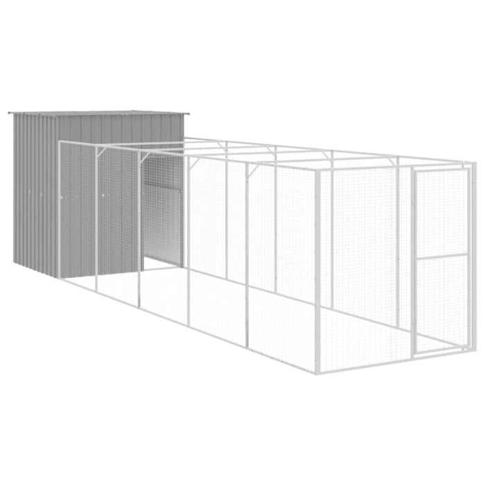 Dog House With Run Light Grey 165x659x181 Cm Galvanised