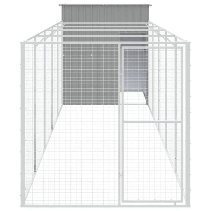 Dog House With Run Light Grey 165x659x181 Cm Galvanised