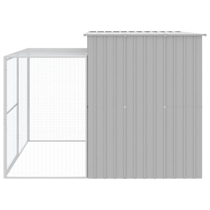 Dog House With Run Light Grey 214x253x181 Cm Galvanised