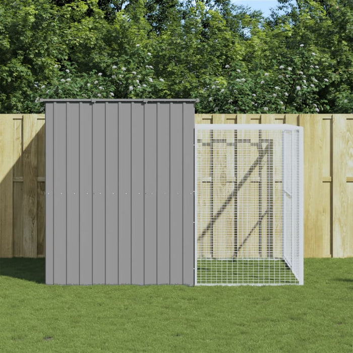 Dog House With Run Light Grey 214x253x181 Cm Galvanised