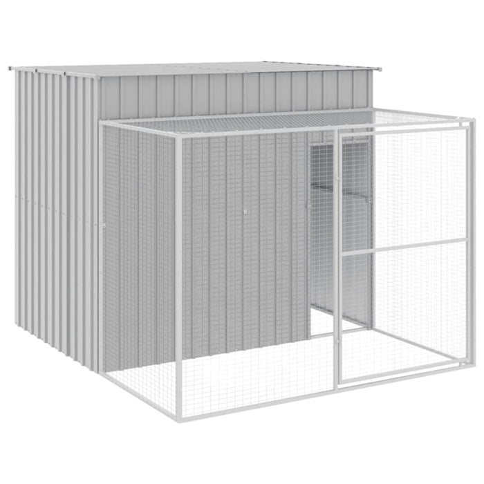 Dog House With Run Light Grey 214x253x181 Cm Galvanised