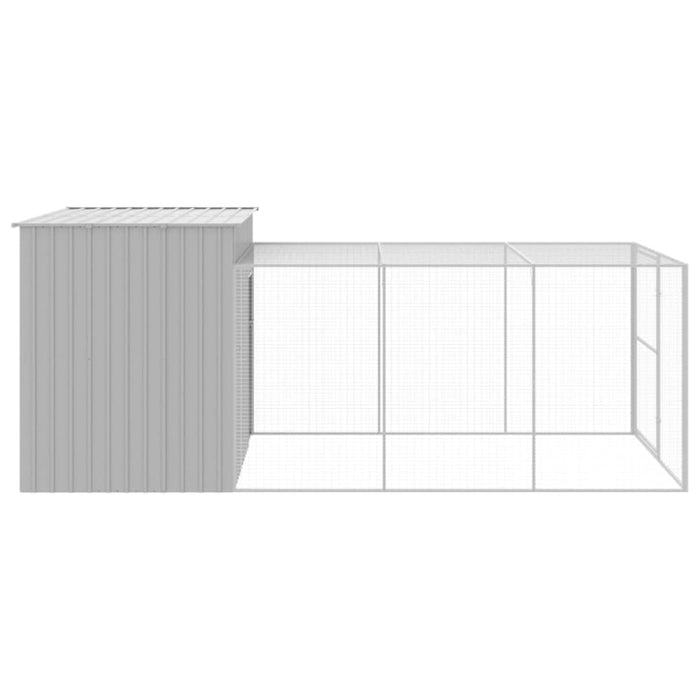 Dog House With Run Light Grey 214x457x181 Cm Galvanised