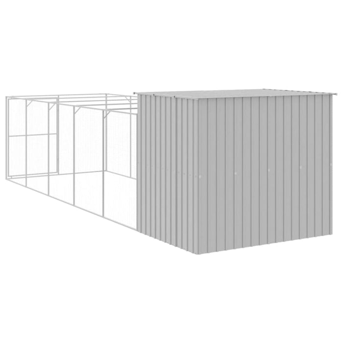 Dog House With Run Light Grey 214x661x181 Cm Galvanised