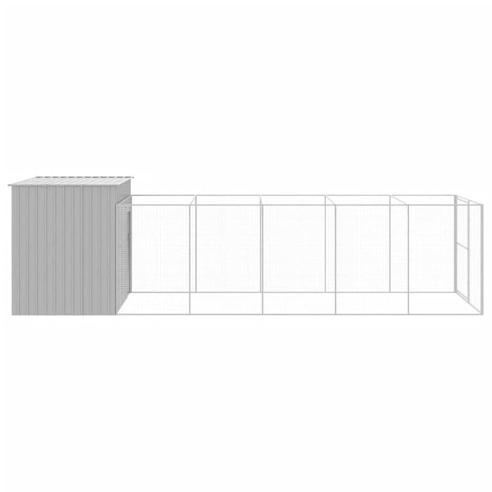 Dog House With Run Light Grey 214x661x181 Cm Galvanised