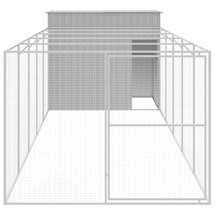 Dog House With Run Light Grey 214x661x181 Cm Galvanised