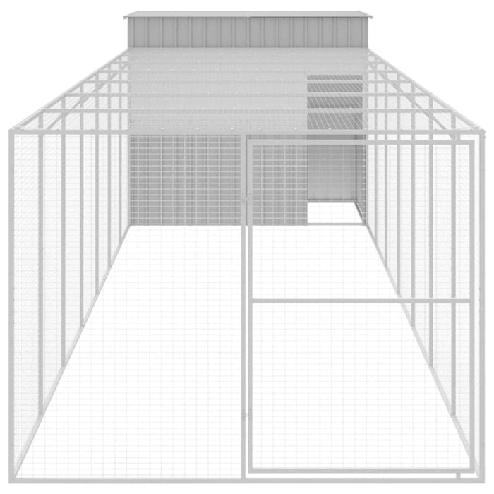 Dog House With Run Light Grey 214x865x181 Cm Galvanised