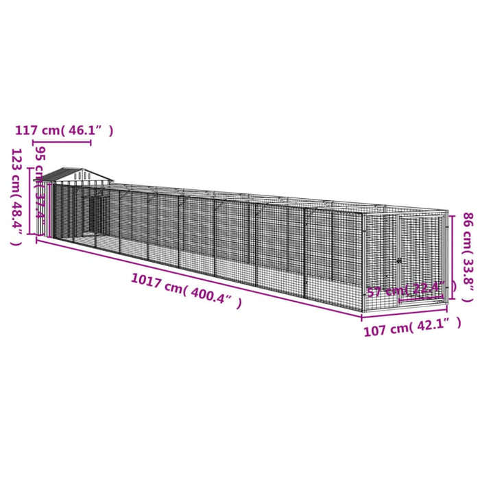 Dog House With Roof Anthracite 117x1017x123 Cm Galvanised