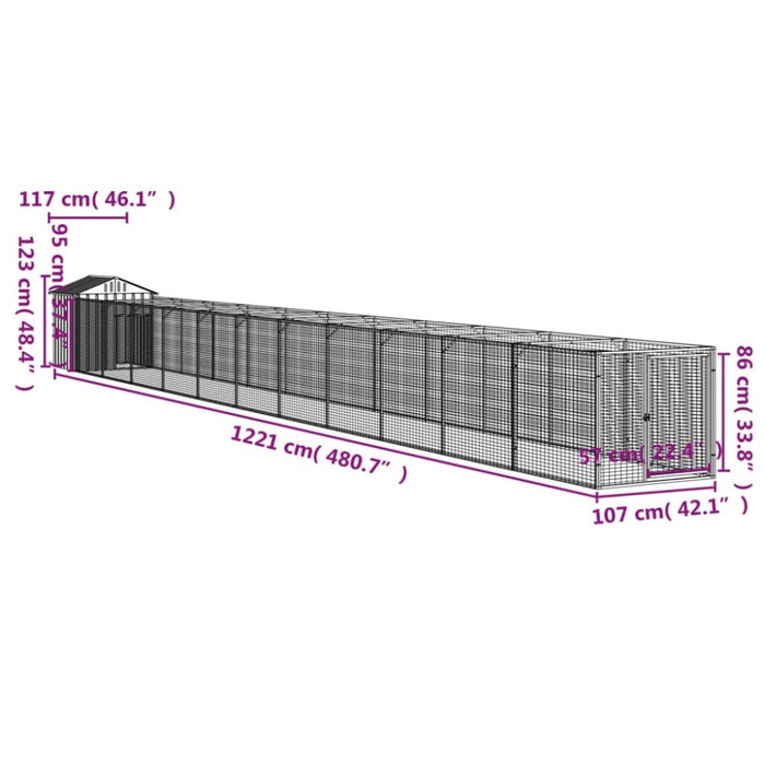 Dog House With Roof Anthracite 117x1221x123 Cm Galvanised