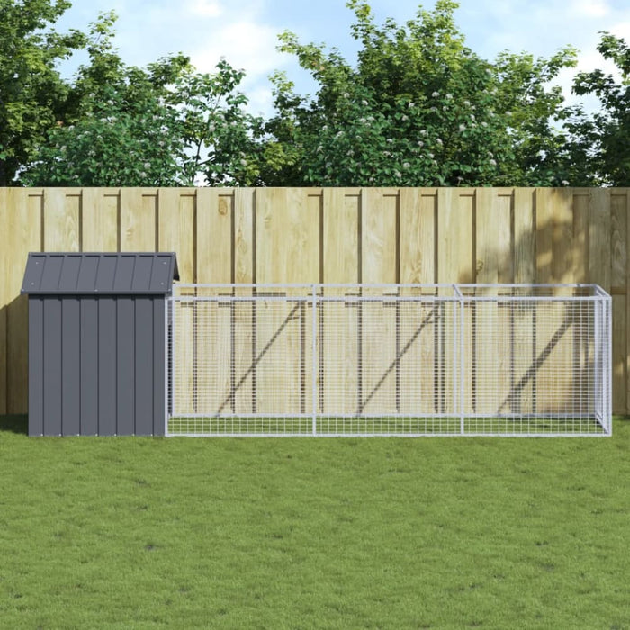 Dog House With Roof Anthracite 117x405x123 Cm Galvanised