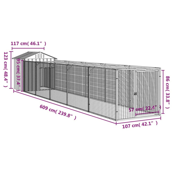 Dog House With Roof Anthracite 117x609x123 Cm Galvanised