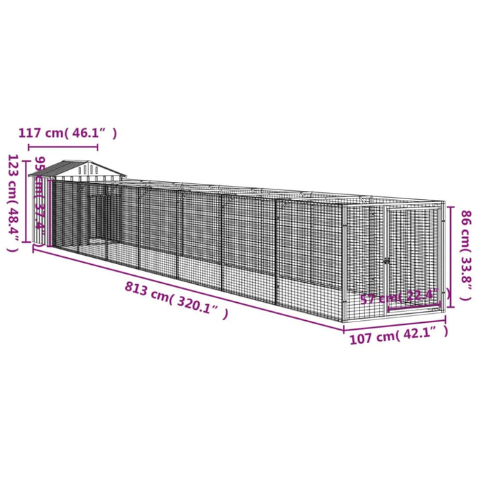 Dog House With Roof Anthracite 117x813x123 Cm Galvanised