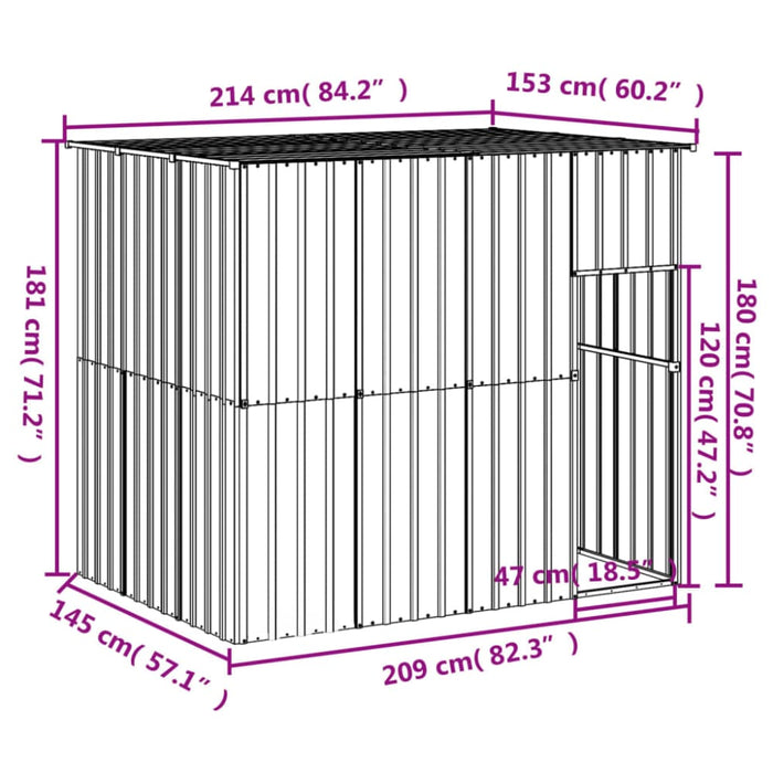 Dog House With Roof Anthracite 214x153x181 Cm Galvanised