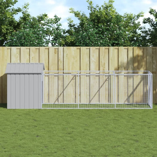 Dog House With Roof Light Grey 117x405x123 Cm Galvanised