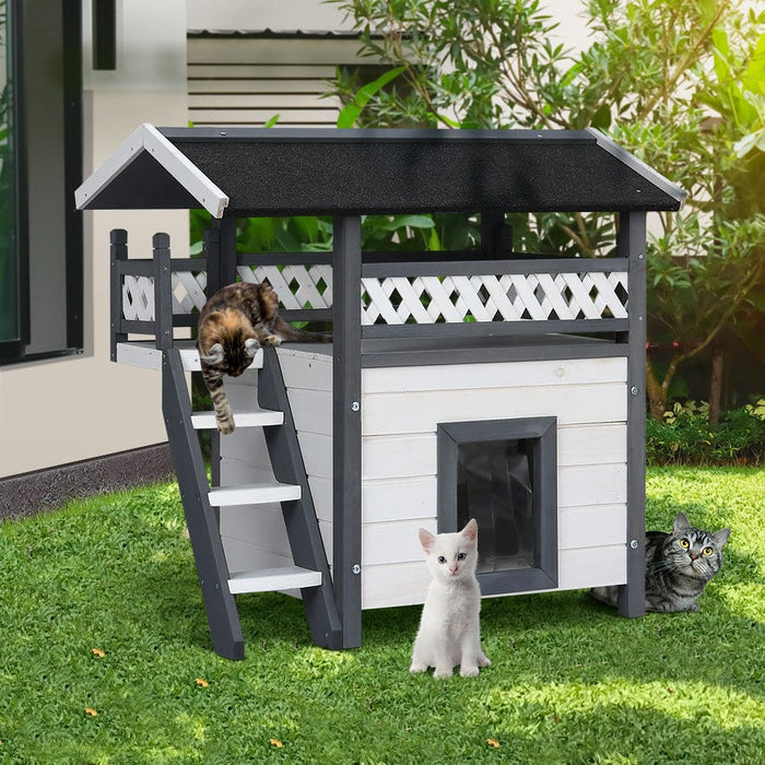 Cat House Shelter Rabbit Hutch Outdoor Wooden Small Dog Pet