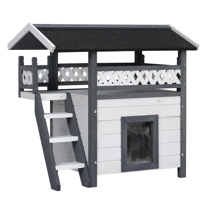 Cat House Shelter Rabbit Hutch Outdoor Wooden Small Dog Pet