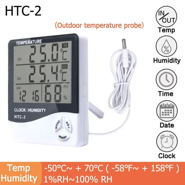 Htc 1 2pcs Lcd Electronic Humidity Meter Thermometer Smart