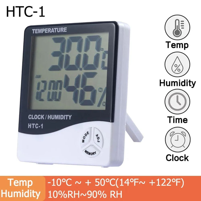 Htc 1 2pcs Lcd Electronic Humidity Meter Thermometer Smart