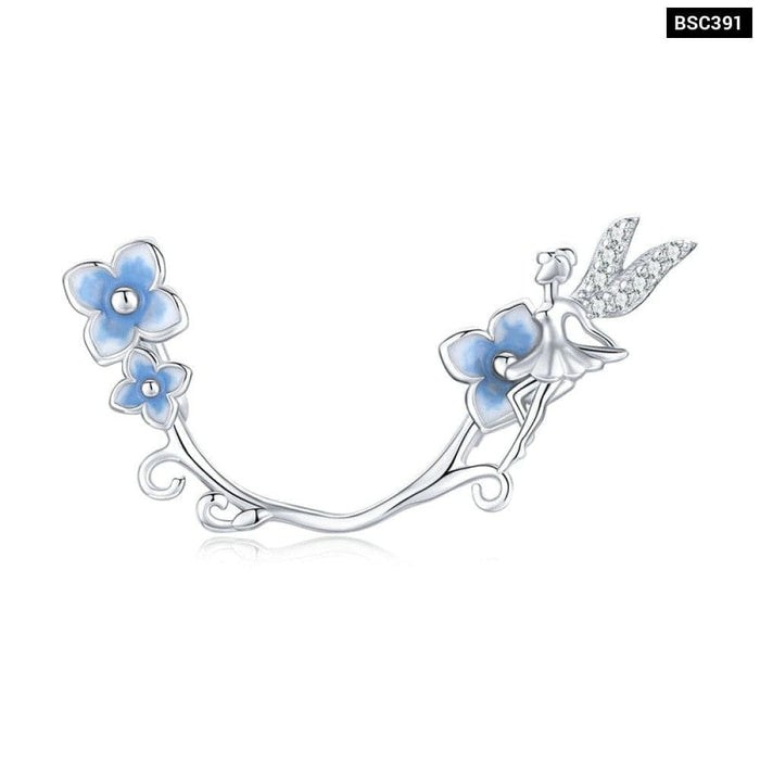 Hydrangeas 925 Sterling Silver Cat Elf Round Blue Flower