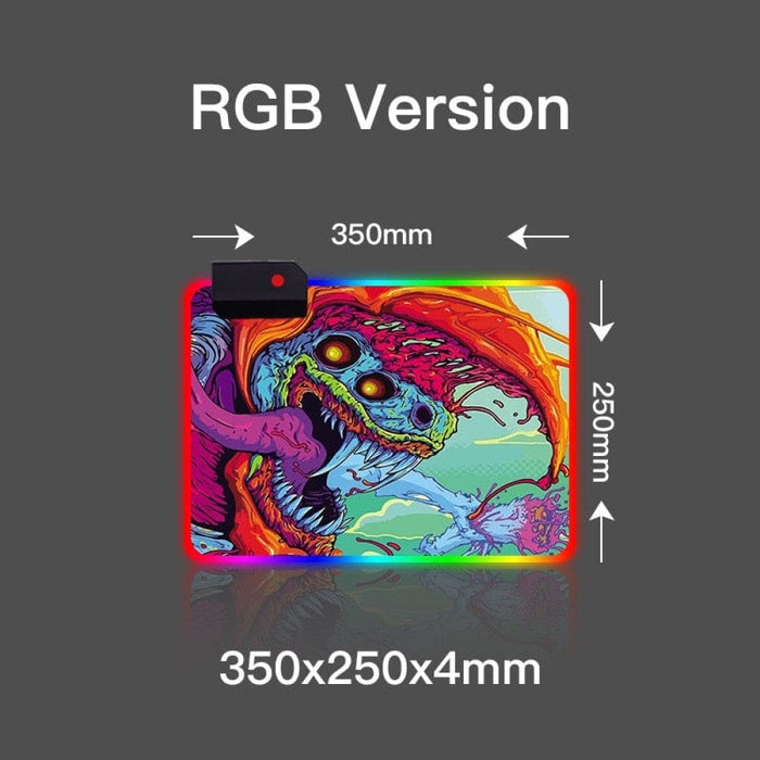 Hyper Beast Non-slip Rubber Rgb Gaming Mouse Pad For Pc