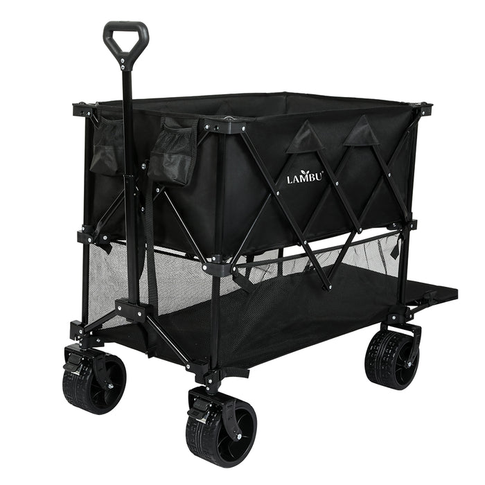 Goslash Picks Folding Wagon Cart Double Shelves