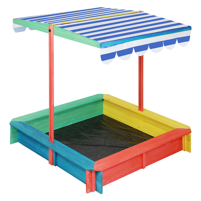 Kids Wooden Sandbox 120X120Cm - Natural