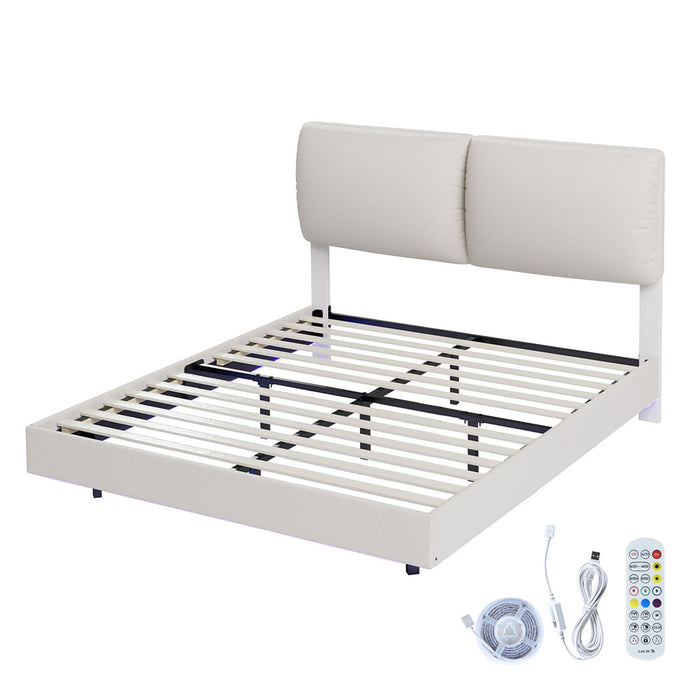 Queen Floating Bed Frame - White