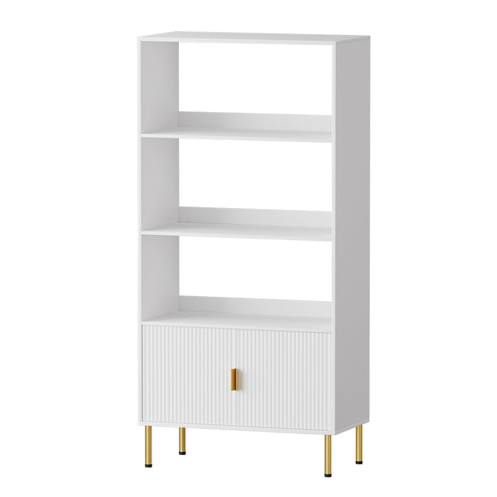 Display Shelf 3 Tier Bookshelf - White Gold