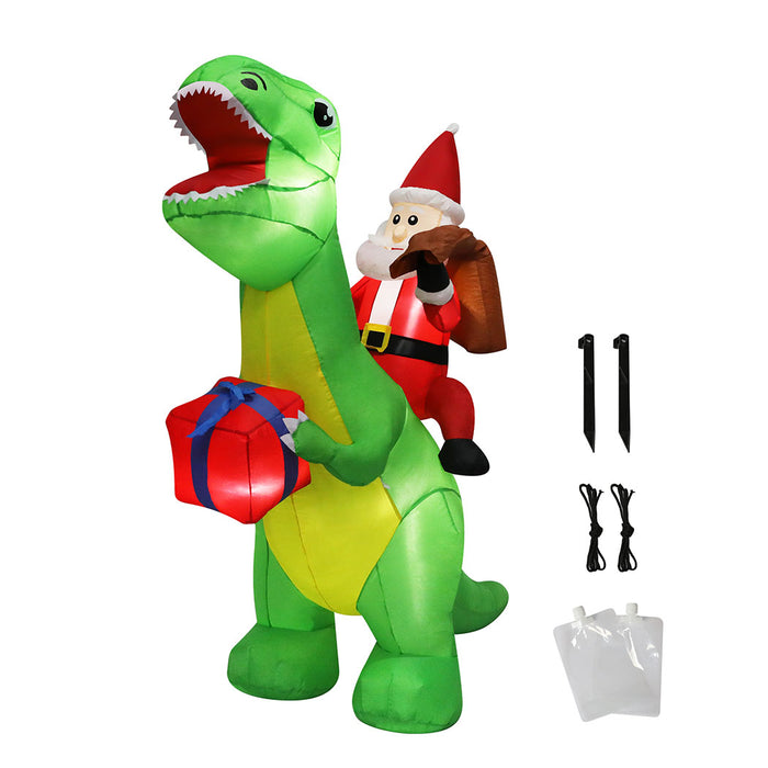 Goslash Picks Christmas Inflatables Outdoor Santa Claus Riding Dinosaur Lights Décor