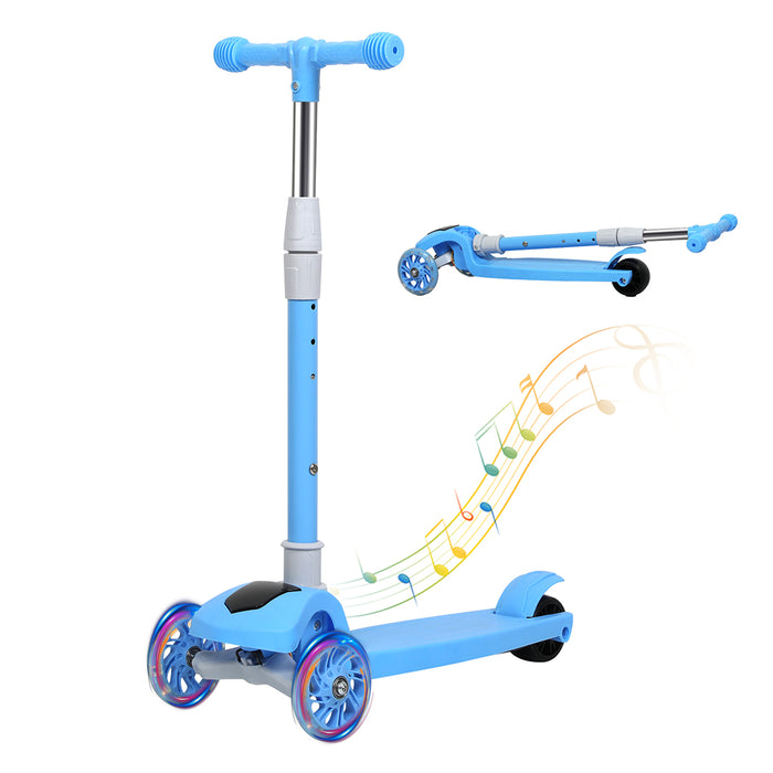 Goslash Picks Foldable Kids Scooter Led Music Blue