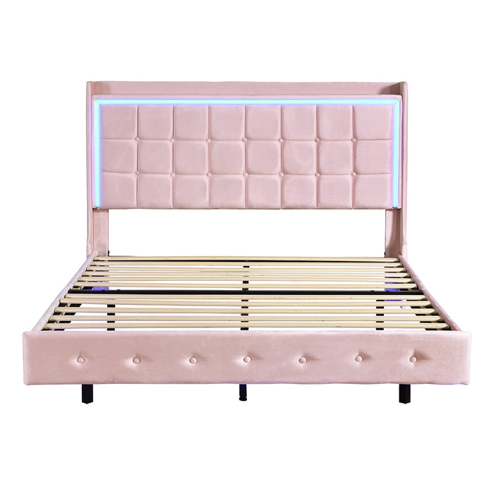 Double Floating Bed Frame - Pink