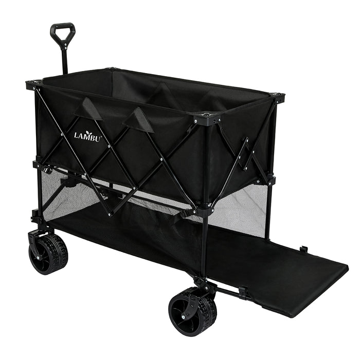 Goslash Picks Folding Wagon Cart Double Shelves