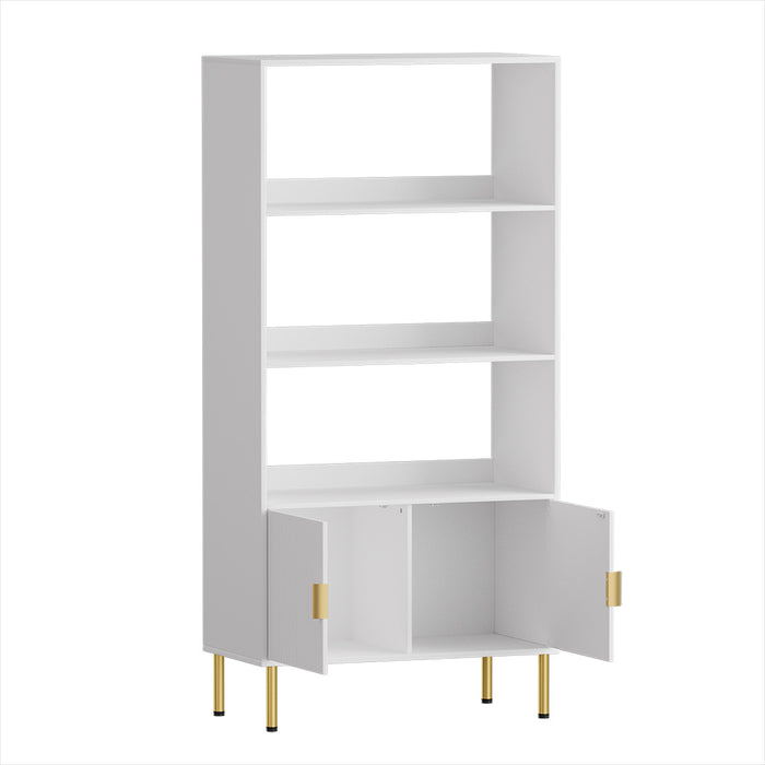 Display Shelf 3 Tier Bookshelf - White Gold