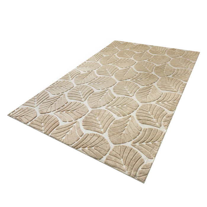 Goslash Picks Floor Rug Soft Embossed Carpet Non Slip Plush Shaggy Rugs Leaf Pattern