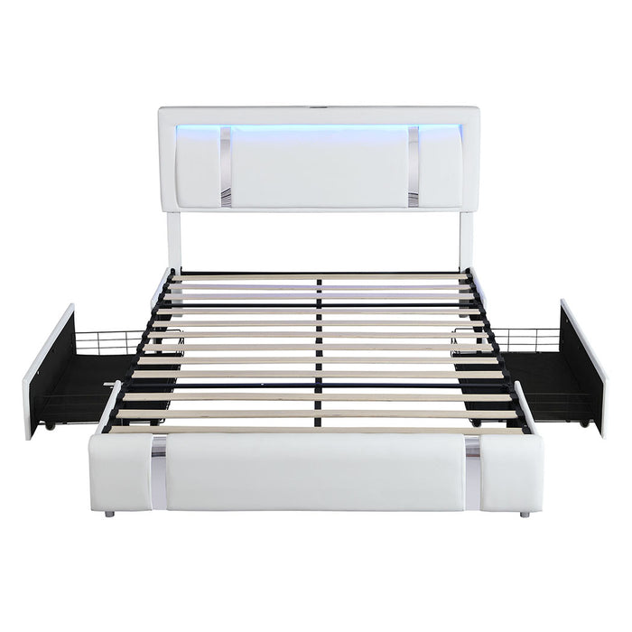 Double Bed Frame With Adjustable Headboard White