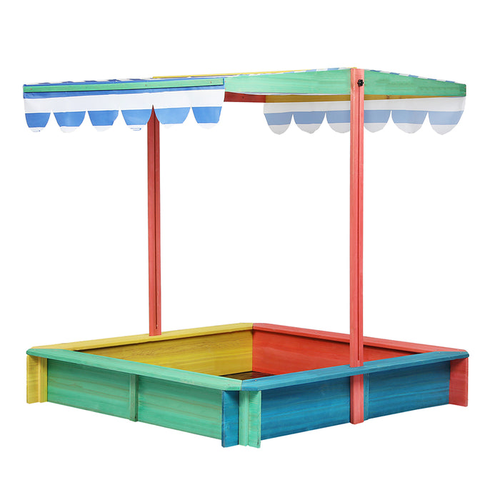 Kids Wooden Sandbox 120X120Cm - Natural