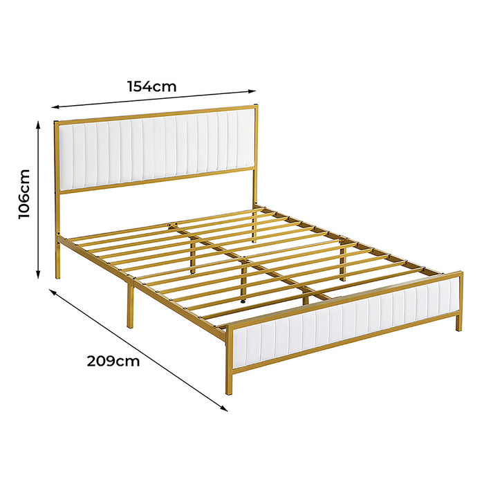 Metal Bed Frame Under Bed Storage Queen Beige
