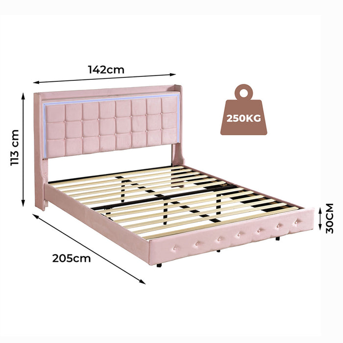 Double Floating Bed Frame - Pink