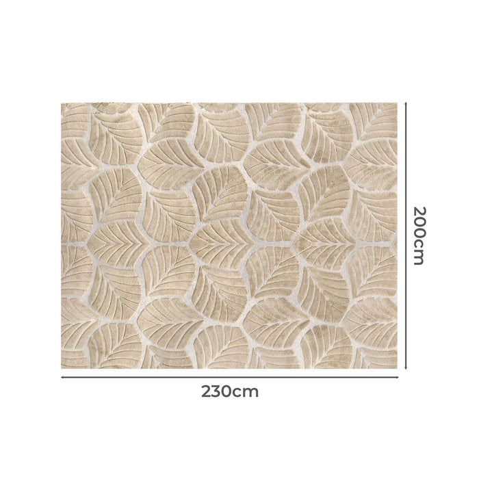 Goslash Picks Floor Rug Soft Embossed Carpet Non Slip Plush Shaggy Rugs Leaf Pattern