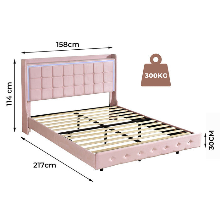 Queen Floating Bed Frame - Pink