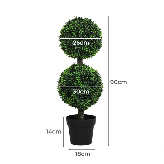 Goslash Picks Artificial Double Ball Boxwood Trees