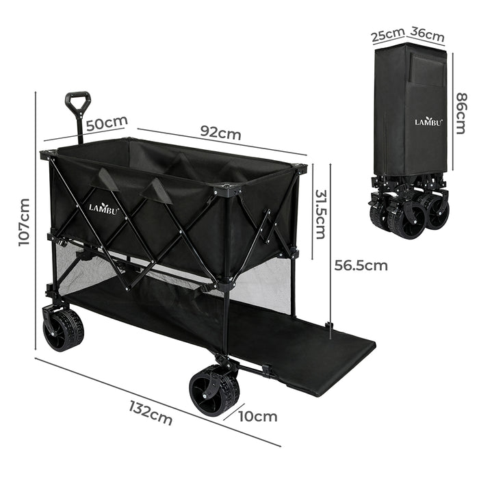 Goslash Picks Folding Wagon Cart Double Shelves