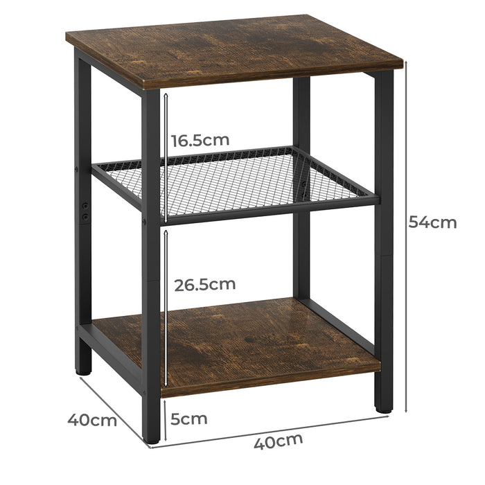 Goslash Picks 3-Tier Side Table - Brown And Black L 40Cmx40Cmx54Cm