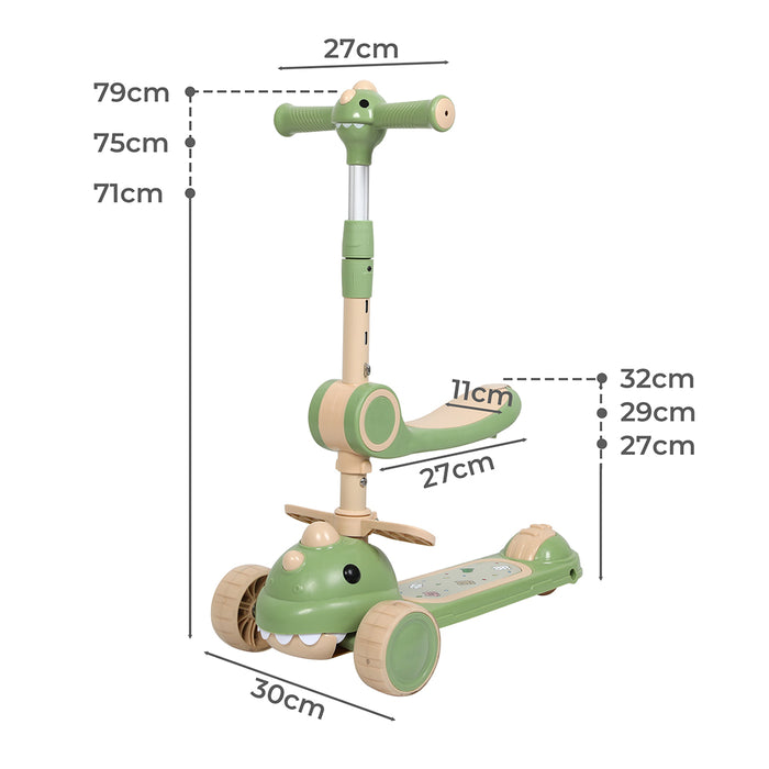 Goslash Picks Foldable Kids Scooter Flip-Able Seat Green