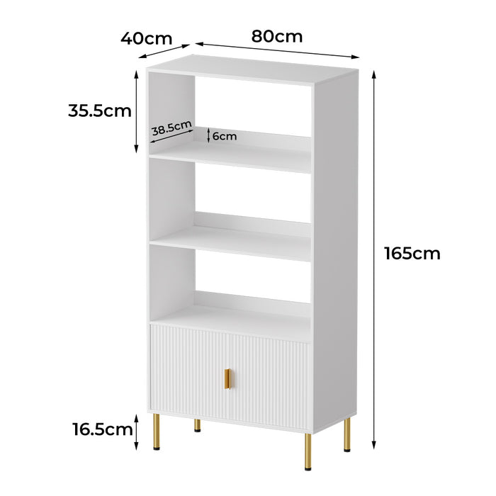 Display Shelf 3 Tier Bookshelf - White Gold