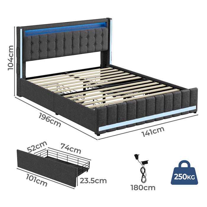 Double Bed Frame - Grey