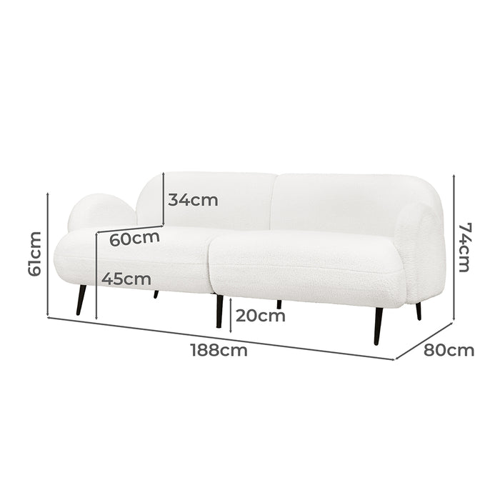 Cloud Sofa 3 Seater Sherpa Fleece White